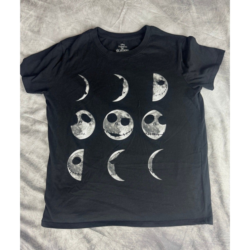 Disney Nightmare Before Christmas Jack Skellington Moon Phase Shirt Mens L Black